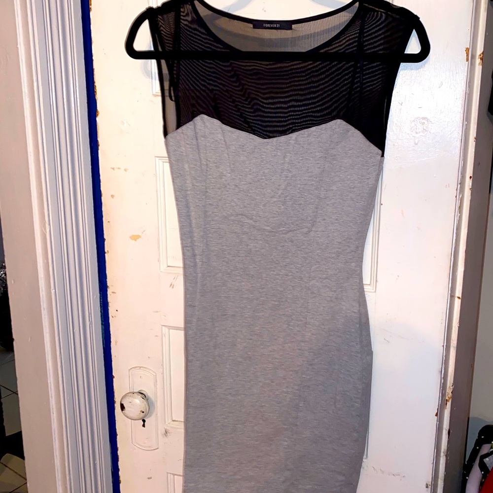 Gray dress, black transparent Dress